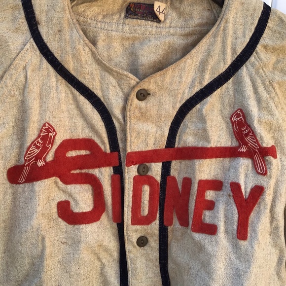 VINTAGE 1947 SIDNEY CARDINALS BASEBALL JERSEY WOOL SOUTHERN TIER LEAGUE CHAMPS - Picture 5 of 12